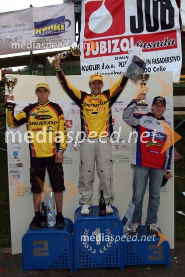 Zmagovalci dirke - člani do 125 ccm: Matevž Irt, Klemen Gerčar (oba AMD Sitar Dunlop) in Toni Mulec (MK Slovenj Gradec)MOTOKROS, 7. dirka za DP, Slovenske Konjice