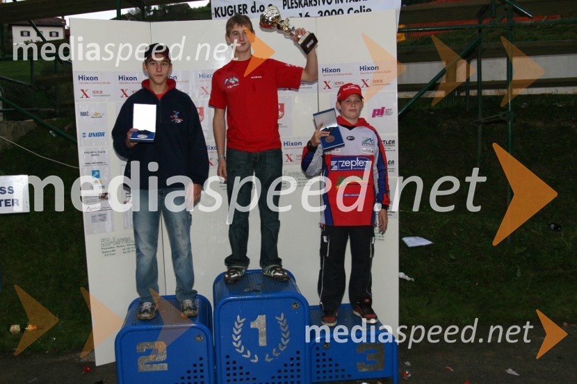 Zmagovalci državnega prvenstva - člani do 80 ccm: Aljoša Molnar (AMD Feroda), Peter Tadič (MTD racing) in Jan Koren (MK Slovenj Gradec)MOTOKROS, 7. dirka za DP, Slovenske Konjice