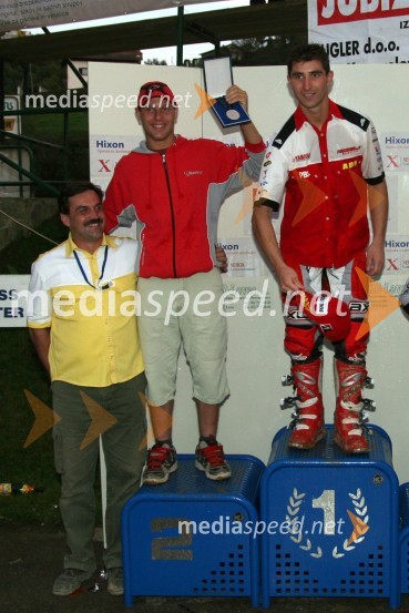 Zmagovalca državnega prvenstva - člani open: Drago Alenc, predsednik AMD Slovenske Konjice, Damjan Smrekar (AMD Šentvid) in Sašo Kragelj (AMD Feroda)MOTOKROS, 7. dirka za DP, Slovenske Konjice