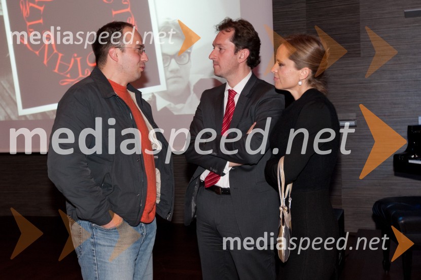 Leo Oblak, predsednik uprave družbe Infonet Media, Gregor Virant, politik, soproga Nana Brejc VirantVečer za dva, predstavitev albuma Roka Pečečnika – Tristana