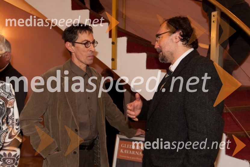 Dušan Rogelj, kritik in Boris A. Novak, pisateljLimonada Slovenica, premiera v Prešernovem gledališču Kranj