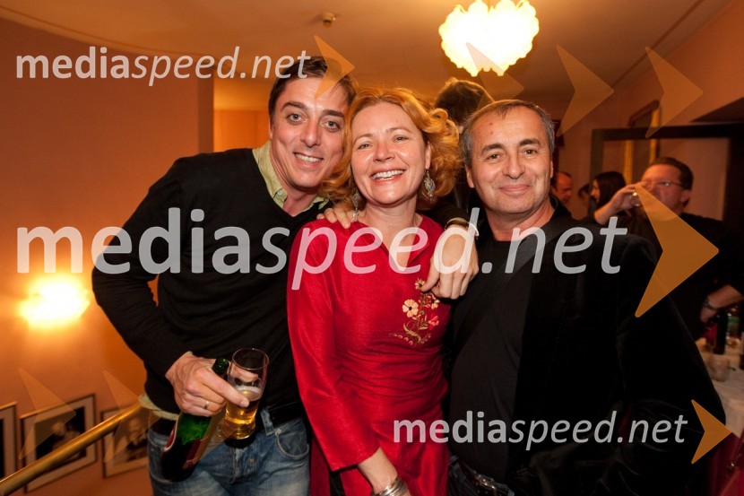 Igor Štamulak, igralec, Vesna Jevnikar, igralka in Vladimir Koželj, arhitektLimonada Slovenica, premiera v Prešernovem gledališču Kranj