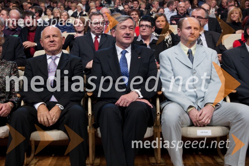 mag. Janez Kocijančič, predsednik Olimpijskega komiteja Slovenije, dr. Danilo Türk, predsednik Republike Slovenije in Jože ZidarŠportnik leta 2011