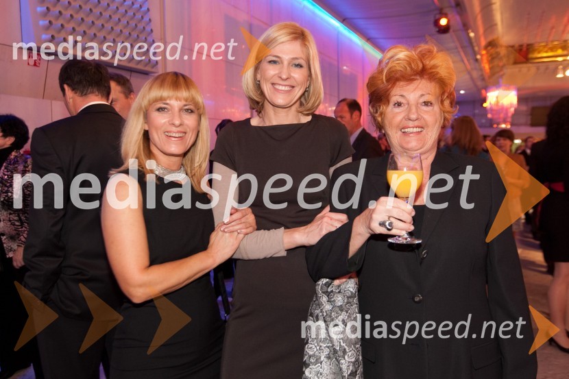 Barbra Jermann, urednica revije Lady, Andreja Comino, novinarka Lady in 	Bernarda Jeklin, nekdanja urednica revije JanaNovoletni sprejem treh predsednikov za urednike in novinarje 2011