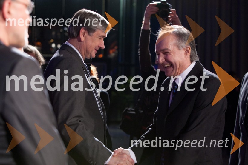 dr. Danilo Türk, predsednik Republike Slovenije in Rajko Djordjevič, direktor VTVNovoletni sprejem treh predsednikov za urednike in novinarje 2011
