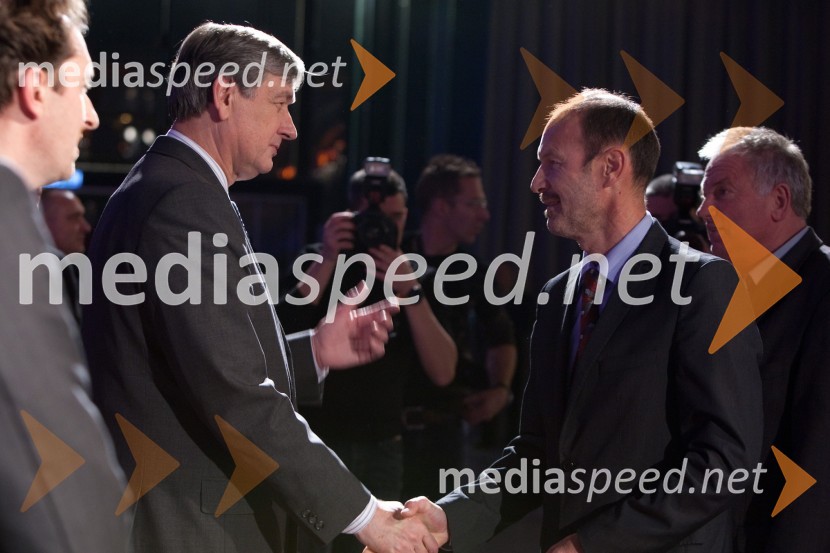 dr. Danilo Türk, predsednik Republike Slovenije in Miha Lampreht, direktor Radia SlovenijaNovoletni sprejem treh predsednikov za urednike in novinarje 2011