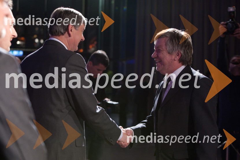 dr. Danilo Türk, predsednik Republike Slovenije in Marjan Dora, Murski valNovoletni sprejem treh predsednikov za urednike in novinarje 2011