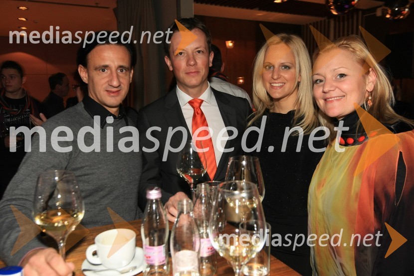 Smiljan Mori, motivator, Evgen Likl, izvršilni direktor sektorja marketing na Zavarovalnici Maribor d.d., Anja Kolšek, vodja kabineta župana MOM in Helena Kodrič Mori, pevkaMediaspeed 10 let, zabava ob obletnici