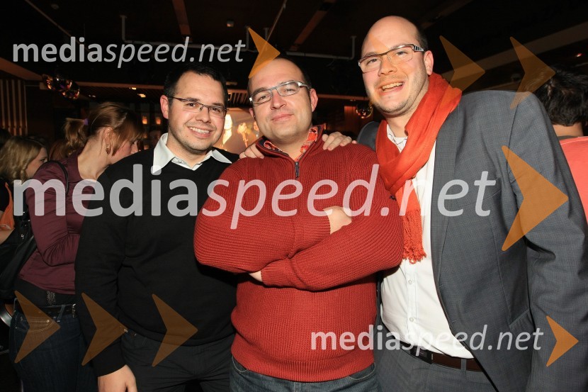 Jure Struc, direktor marketinga družbe Pivovarna Laško d.d., Mitja Blagajac, SPEM, Jernej SmislMediaspeed 10 let, zabava ob obletnici
