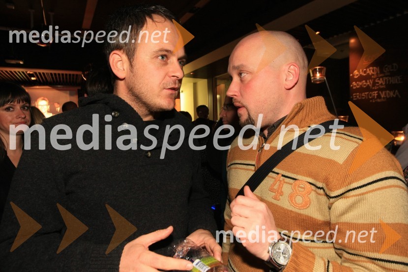 Andrej Bauman, David Irgolič, glavni urednik Radia CenterMediaspeed 10 let, zabava ob obletnici