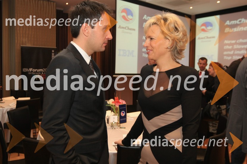 Gregor Jamnik, generalni direktor Hotel Slon in Aleša Kandus, predsednica uprave podjetja MedexAmcham Poslovni zajtrk z okroglo mizo
