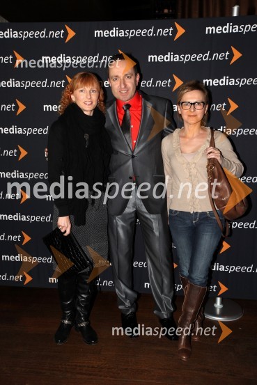Mihaela Kolarič, lastnica agencije Michela, Borut Cvetko, direktor Mediaspeed in Natalija Taja Kolarič, lastnica agencije Michela	Mediaspeed 10 let, zabava ob obletnici