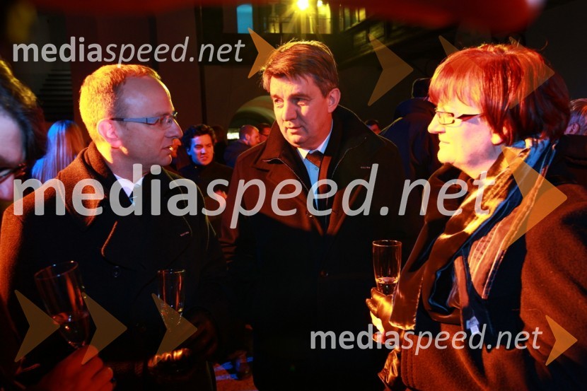 Radovan Žerjav, predsednik Slovenske ljudske stranke, Jelko Kacin, politik in soproga AndrejaEPK Maribor 2012: Sprejem Franca Kanglerja