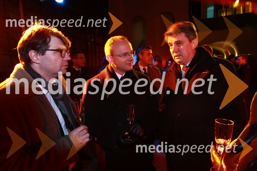 Luka Novak, direktor založbe Vale Novak, Radovan Žerjav, predsednik Slovenske ljudske stranke in Jožef Školč, politikEPK Maribor 2012: Sprejem Franca Kanglerja