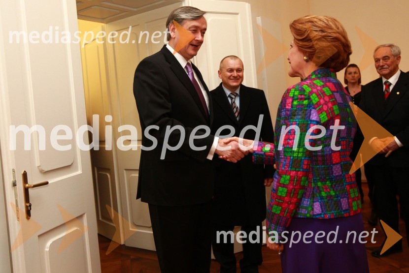 Dr. Danilo Türk, predsednik Republike Slovenije ter Androulla Vassiliou, evropska komisarka za izobraževanje, kulturo, večjezičnost in mladeEPK Maribor 2012: Sprejem Franca Kanglerja