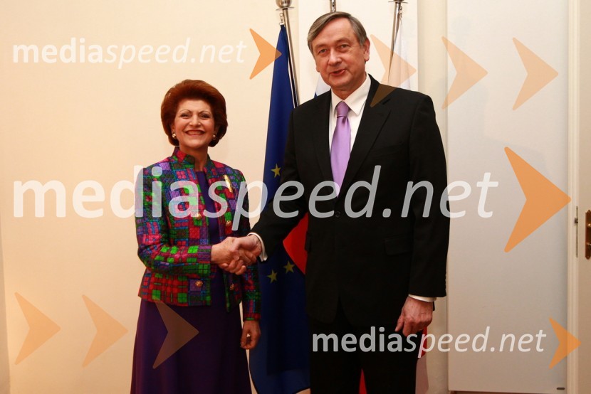 Androulla Vassiliou, evropska komisarka za izobraževanje, kulturo, večjezičnost in mlade ter dr. Danilo Türk, predsednik Republike SlovenijeEPK Maribor 2012: Sprejem Franca Kanglerja