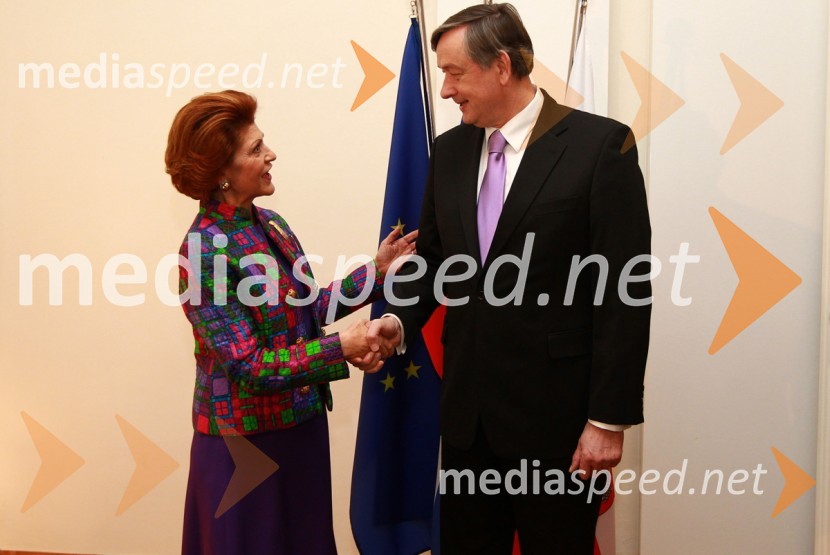 Androulla Vassiliou, evropska komisarka za izobraževanje, kulturo, večjezičnost in mlade ter dr. Danilo Türk, predsednik Republike SlovenijeEPK Maribor 2012: Sprejem Franca Kanglerja