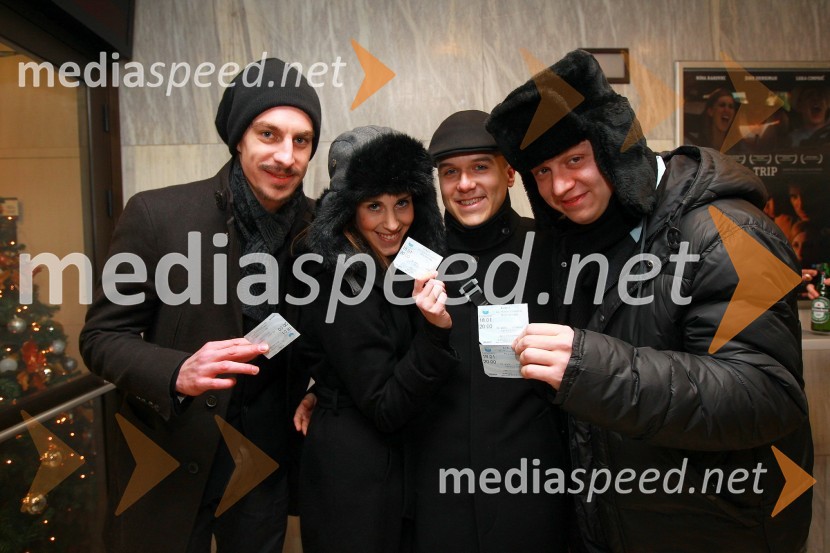 	Jure Henigman, igralec, Nina Rakovec, igralka, Nejc Gazvoda, režiser, Luka Cimprič, igralecIzlet, slavnostna premiera filma
