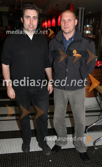 Martin Kogler, vodja ženske elitne hokejske lige EWHL in Boris Čeh, vodja slovenske ženske hokejske reprezentancePredstavitev mariborskih hokejstih reprezentanc