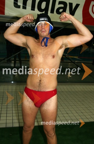 Boštjan Bračič, moderator Radia CityVaterpolo, dobrodelna tekma Radia City