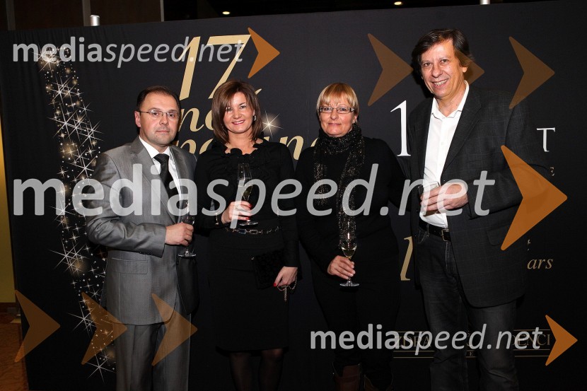 	Mag. Mladen Kučiš, direktor Zdravilišča Radenci, njegova soproga, Janez Martinčič, urednik avtomobilizma na Valu 202 in njegova soproga17. noč penine