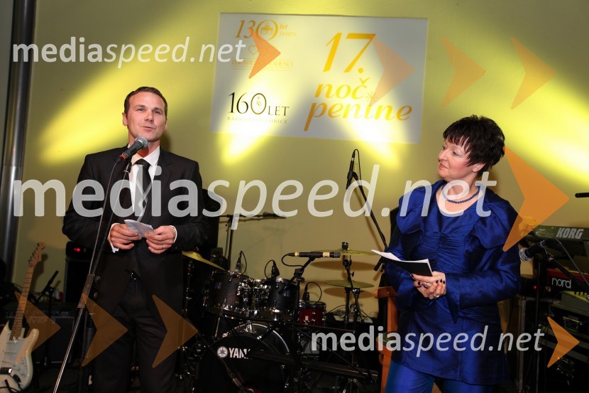 		
Borut Cvetkovič, direktor podjetja Radgonske gorice in Irena Polak Fištravec, povezovalka dogodka17. noč penine