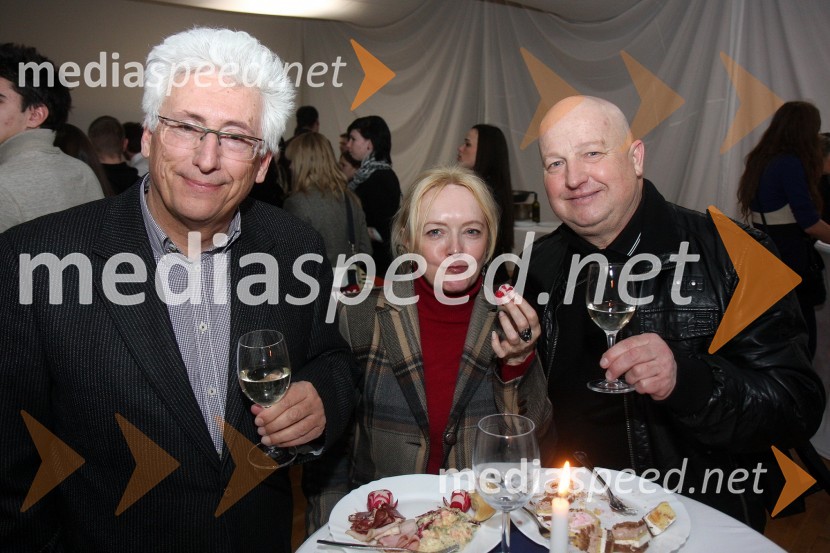 Drago Završnik, predsednik kluba ŽTK Maribor, Gorazd Elvič - Gogi, novinar in glasbenik ter soprogaŠportnik Maribora 2011