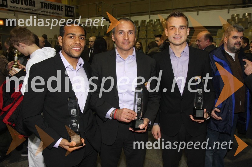 Marcos Tavares, nogometaš NK Maribor, Darko Milanič, trener NK Maribor, Dalibor Volaš, športnik Maribora 2011Športnik Maribora 2011