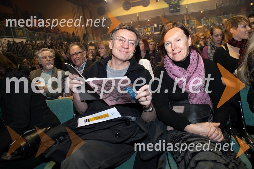 Prof. dr. Danijel Rebolj, rektor Univerze v Mariboru in njegova soproga SuzanaEPK Maribor 2012: koncert 2CELLOS
