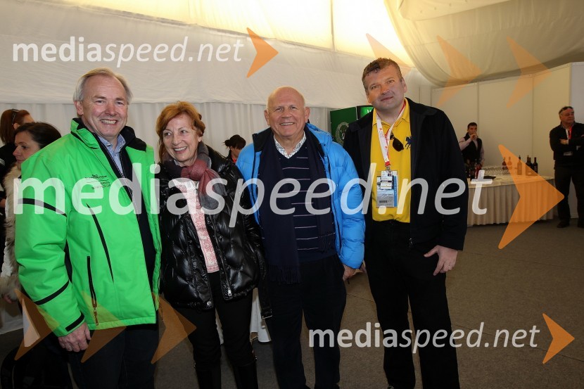 ..., Andreja Kocijančič, soprog mag. Janez Kocijančič, predsednik Olimpijskega komiteja Slovenije in Tomaž F. Lovše, predsednik Smučarske zveze Slovenije51. pokal Vitranc, veleslalom in VIP dogajanje