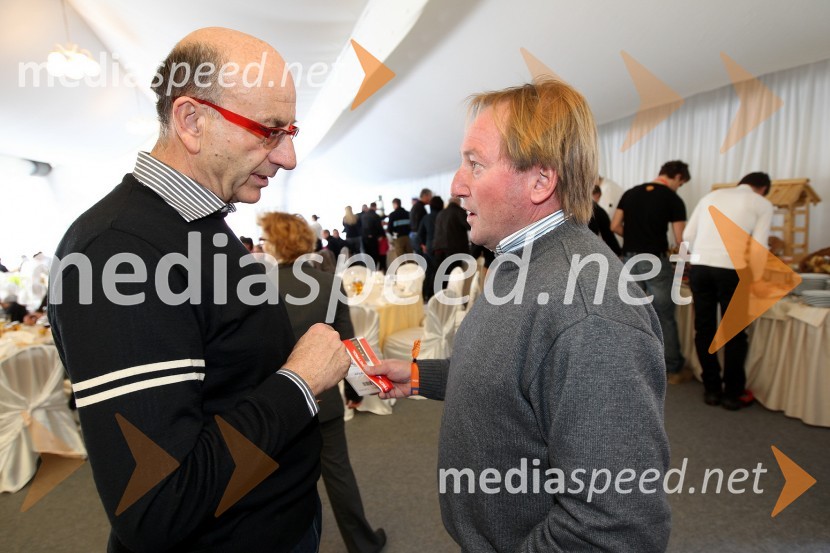 Heinz Slesak, generalni direktor Porsche Slovenija d.o.o. in Bojan Križaj, nekdanji smučar51. pokal Vitranc, veleslalom in VIP dogajanje