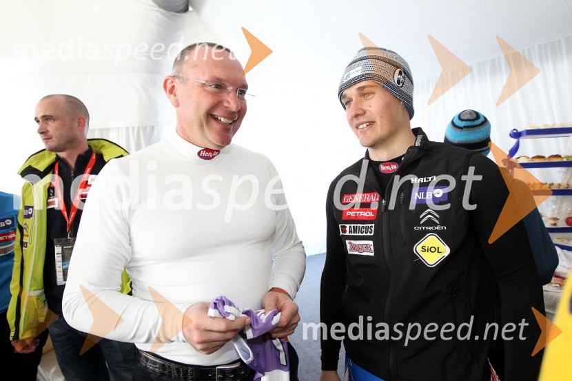 Tugomir Kodelja, Busines Manager Peugeot Citroen Slovenija in Janez Jazbec, smučar51. pokal Vitranc, veleslalom in VIP dogajanje