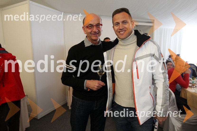 Heinz Slesak, generalni direktor Porsche Slovenija d.o.o. in Jure Košir, nekdanji smučar51. pokal Vitranc, veleslalom in VIP dogajanje