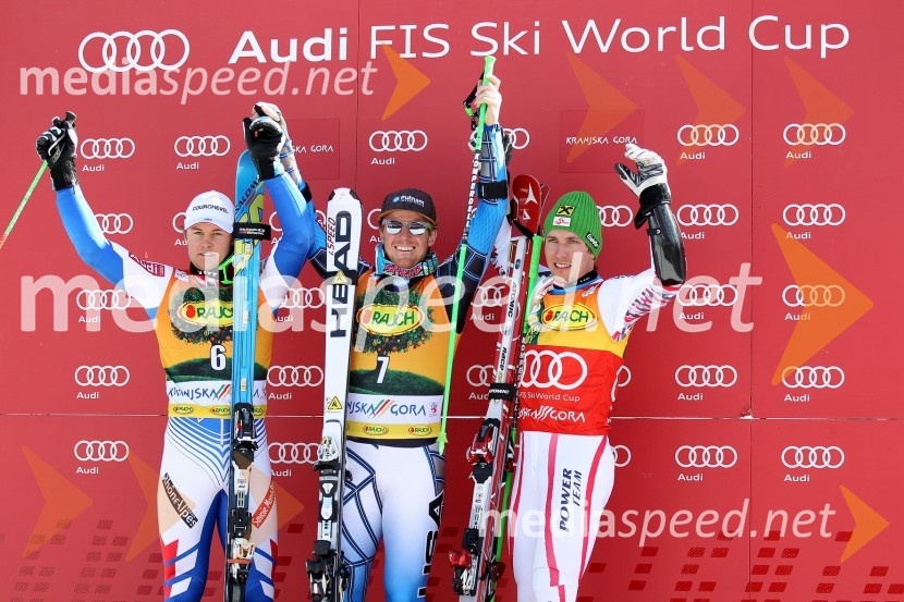		
 	Alexis Pinturault, FRA, 2. mesto, Ted Ligety, ZDA, zmagovalec veleslaloma in Marcel Hirscher, AUS, 3. mesto51. pokal Vitranc, veleslalom in VIP dogajanje