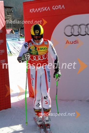 Marcel Hirscher, AUS, tretjeuvrščeni na veleslalomu51. pokal Vitranc, veleslalom in VIP dogajanje