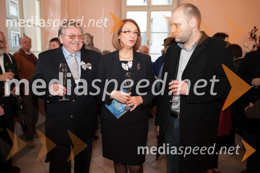 Franz Rieder, direktor muzeja Zinnfiguren Welt Katzelsdorf in soavtor razstave, Mirjana Koren, direktorica Pokrajinskega muzeja Maribor, Mitja Čander, programski direktor EPK 2012Pokrajinski muzej Maribor, razstava Svet na dlani