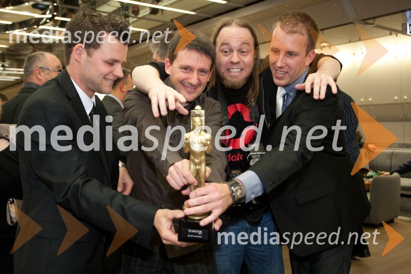 Jure Rejec, Boštjan Tušek, Miro Majcen in Blaž Garbajs, Ekipa 24ur.comViktorji 2011, rdeča preproga in VIP dogajanje