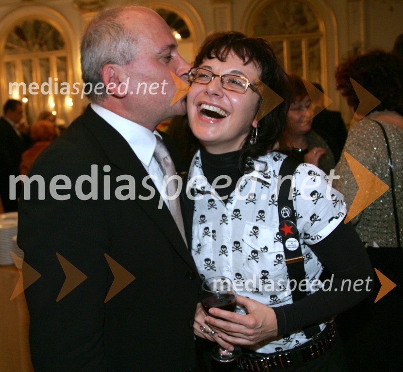 Janez Pipan, direktor Ljubljanske drame in Lara Jankovič, igralkaBorštnikov prstan 2006, podelitev