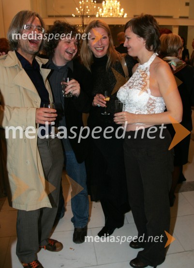 Rok Gre, Matjaž Latin, režiser in igralec, Nataša Matjašec, igralka - dobitnica nagrade za igro in Mojca Simonič, igralkaBorštnikov prstan 2006, podelitev