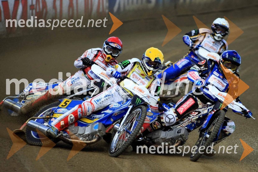 Tomasz Gollob, Poljska, Jaroslaw Hampel, Poljska, Greg Hancock, ZDA, Nicki Pedersen, DanskaSpeedway Grand Prix 2012, VN Nova Zelandija – 1. Dirka