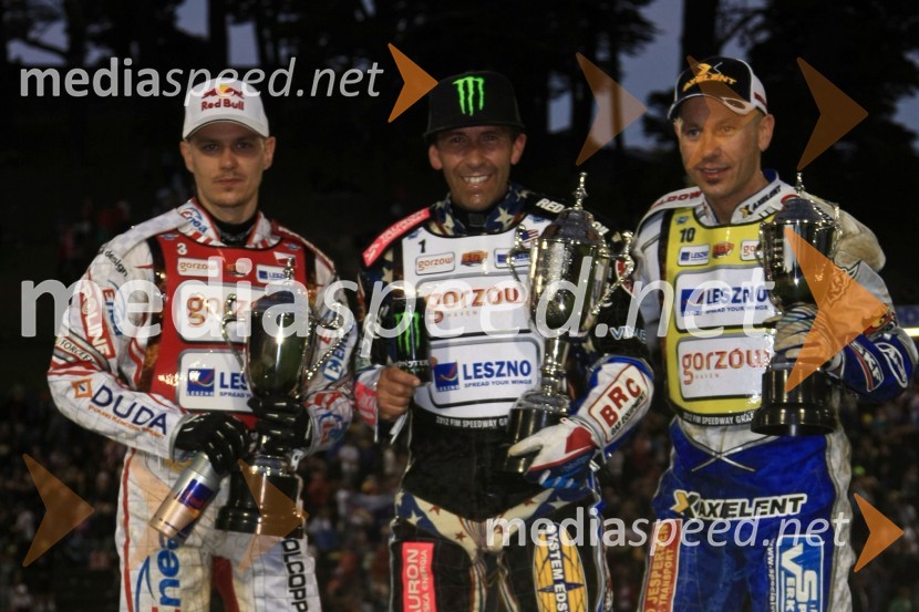 Jaroslaw Hampel, Poljska, Greg Hancock, ZDA, Nicki Pedersen, DanskaSpeedway Grand Prix 2012, VN Nova Zelandija – 1. Dirka