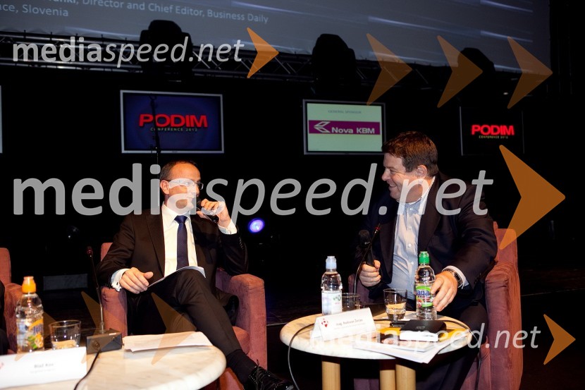 mag. Radovan Žerjav, Minister za gospodarski razvoj in tehnologijo in Peter Frankl, direktor in glavni urednik časnika FinanceKonferenca Podim 2012, 1. dan