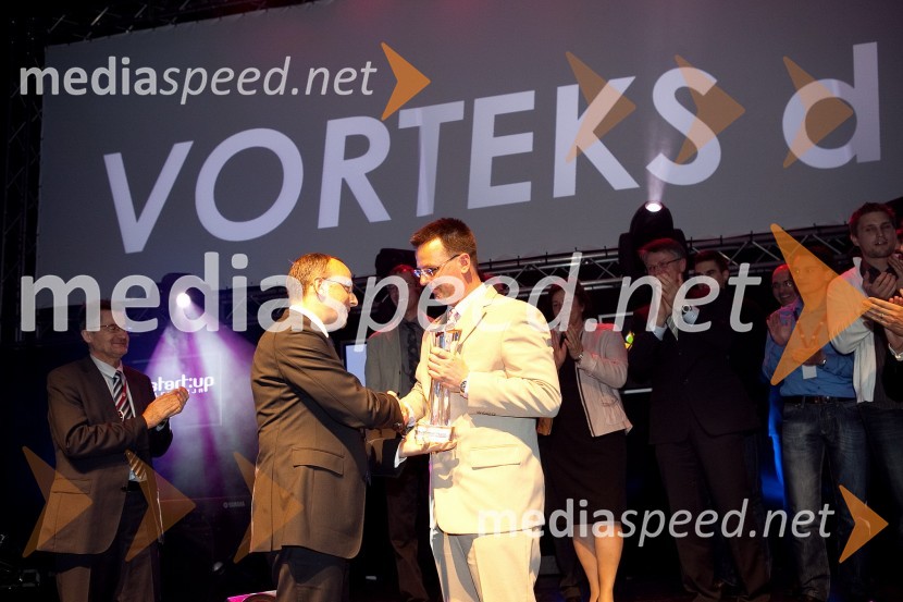 Mag. Radovan Žerjav, Minister za gospodarski razvoj in tehnologijo in Peter Frantar, soustanovitelj podjetja VorteksKonferenca Podim 2012, 1. dan