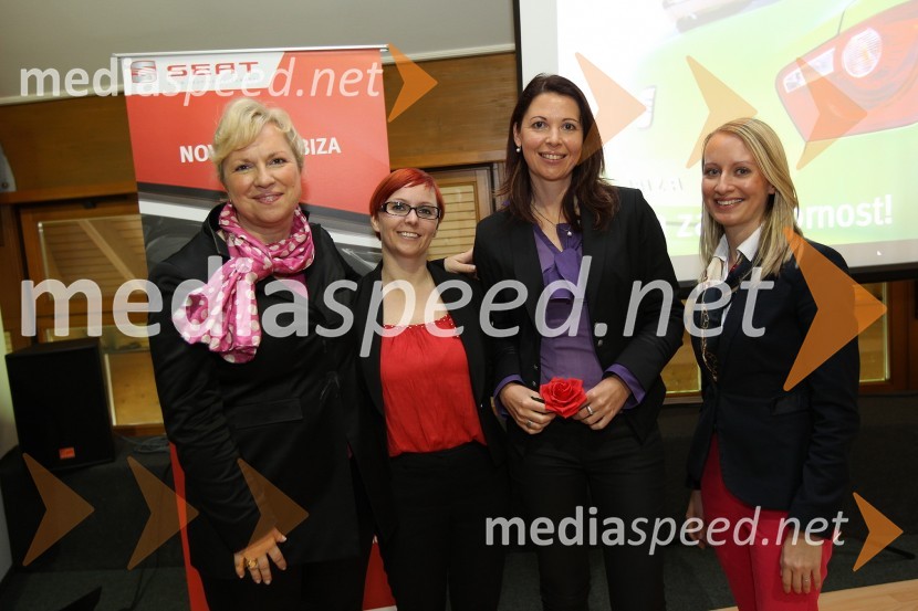 Sabrina Pečelin, vodja odnosov z javnostmi pri Porsche Slovenija d.o.o., Ksenija Kovče, vodja marketinga znamke Seat pri Porsche Slovenija d.o.o., Simona Mavsar, direktorica znamke Seat pri Porsche Slovenija d.o.o. in Maruša Kovačič, produktni marketing znamke Seat pri Porsche Slovenija d.o.o.Seat Ibiza, slovenska predstavitev