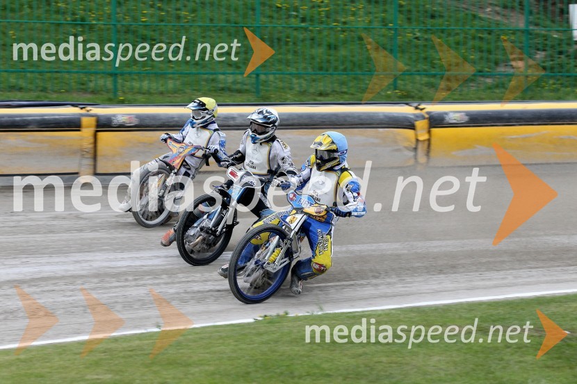 Matic Voldrih (AMTK Ljubljana), Dino Kovačić (SK Unia Goričan), Jernej Pečnik (AMTK Ljubljana)Speedway Državno prvenstvo posameznikov Slovenije in Hrvaške - 1. dirka