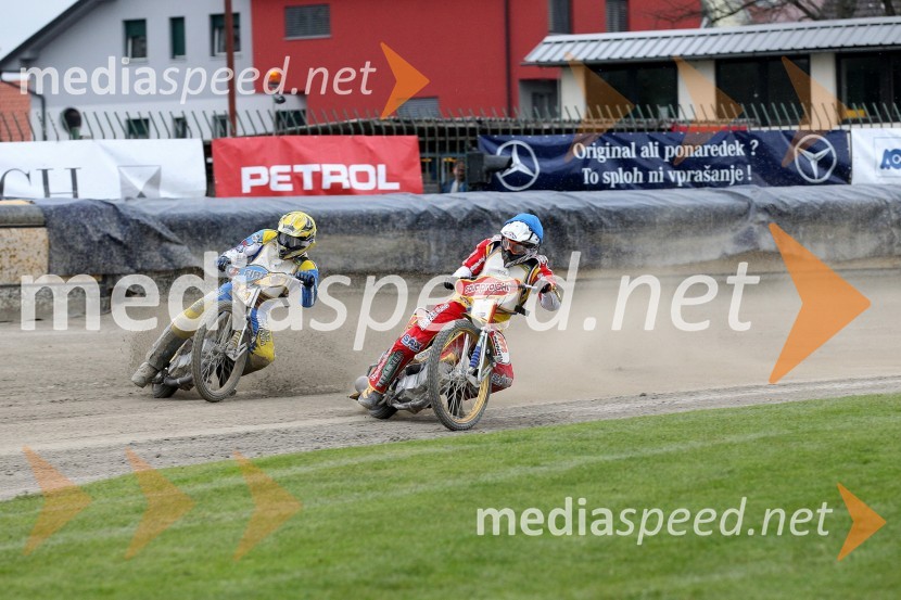 	Dino Kovačić (SK Unia, HR), Matic Ivačič (AMD Krško)Speedway Državno prvenstvo posameznikov Slovenije in Hrvaške - 1. dirka