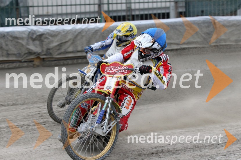 Dino Kovačić (SK Unia, HR), Matic Ivačič (AMD Krško)Speedway Državno prvenstvo posameznikov Slovenije in Hrvaške - 1. dirka