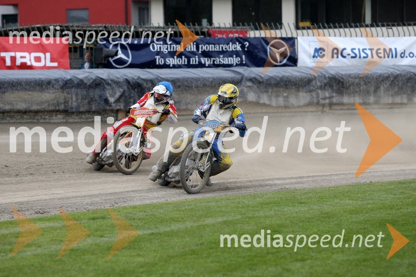Dino Kovačić (SK Unia, HR), Matic Ivačič (AMD Krško)Speedway Državno prvenstvo posameznikov Slovenije in Hrvaške - 1. dirka