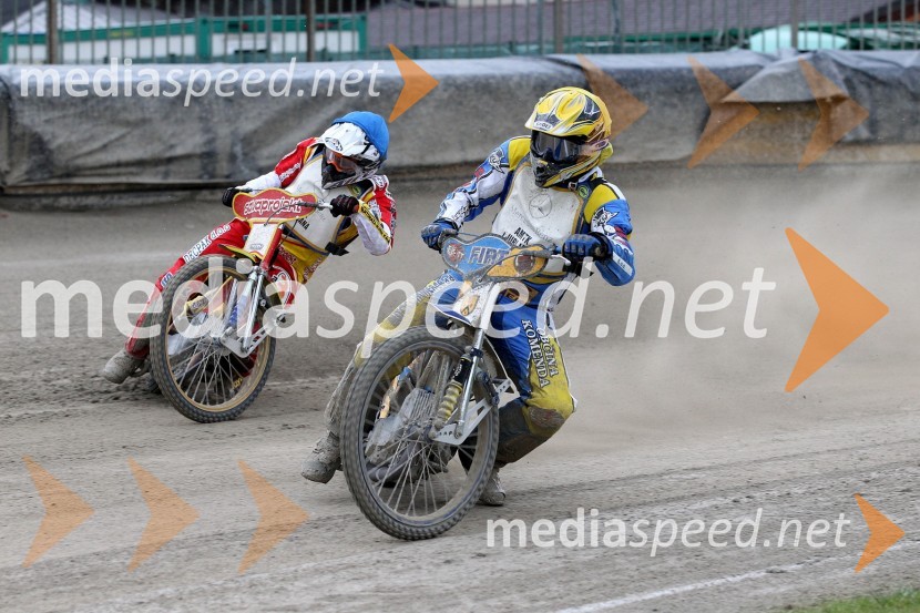 Dino Kovačić (SK Unia, HR), Matic Ivačič (AMD Krško)Speedway Državno prvenstvo posameznikov Slovenije in Hrvaške - 1. dirka