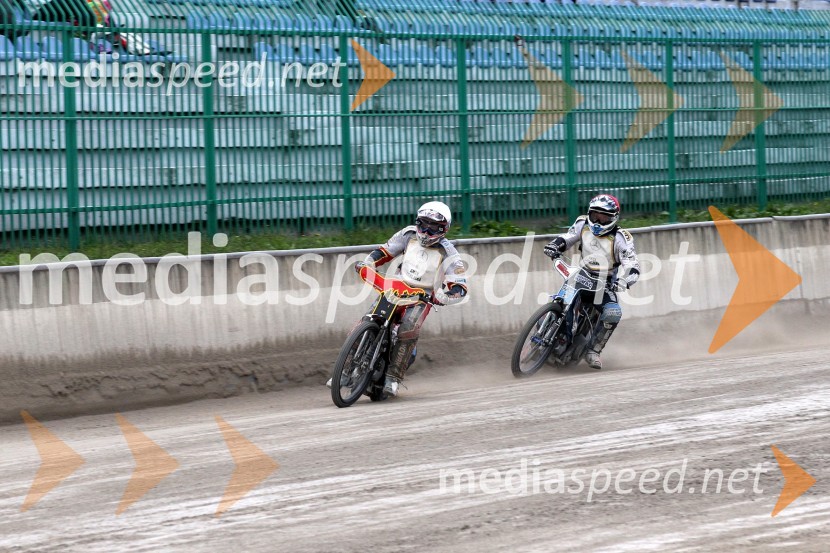 Aleksander Čonda (AMD Krško) in Dino Kovačić (SK Unia, HR)Speedway Državno prvenstvo posameznikov Slovenije in Hrvaške - 1. dirka